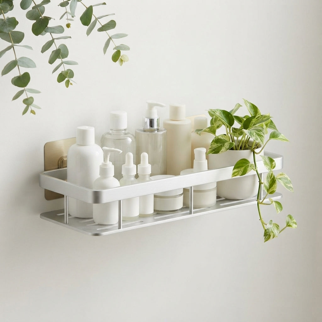 Aluminum Bathroom Shelf - No Drill Wall Mounted