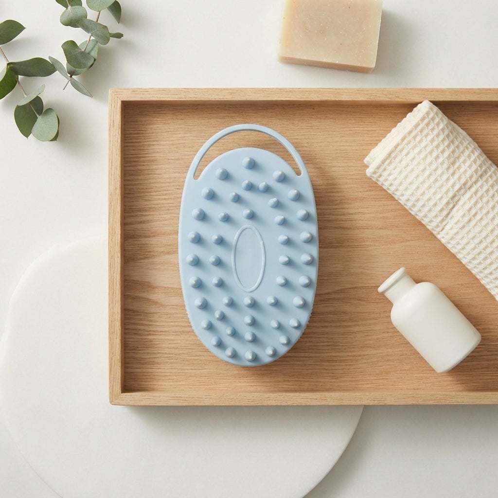 2-in-1 Silicone Body Scrubber - Double-Sided Exfoliating Shower Brush