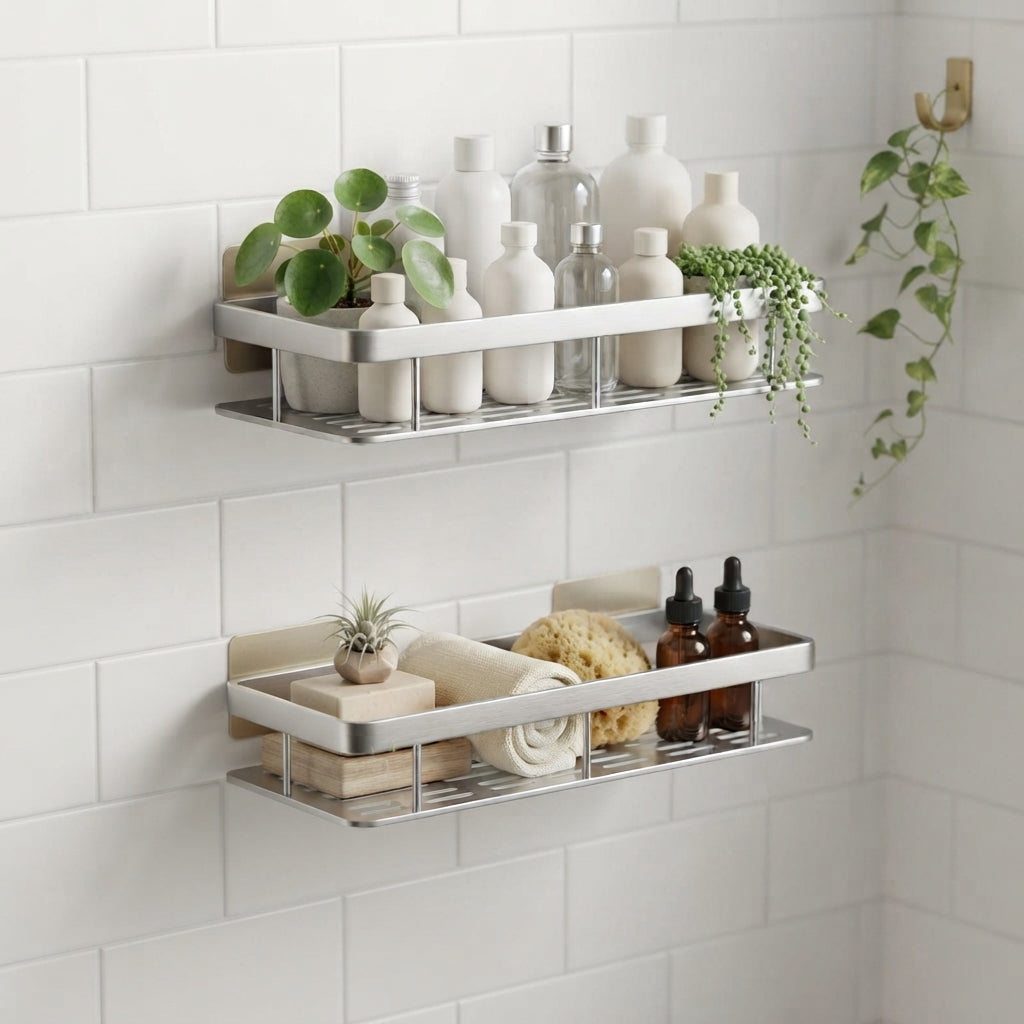Aluminum Bathroom Shelf - No Drill Wall Mounted