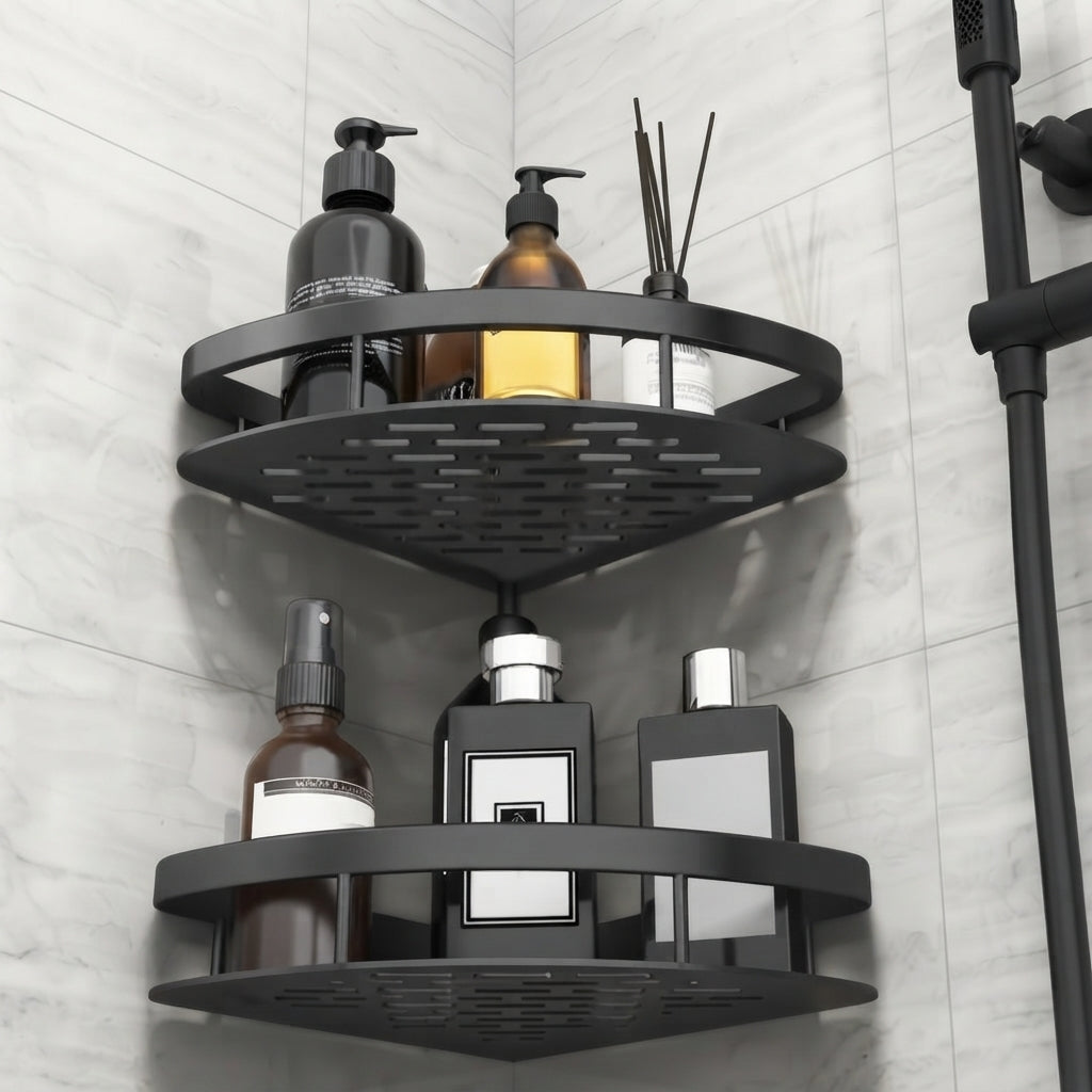 Aluminum Bathroom Storage Rack - Double Layer Organizer
