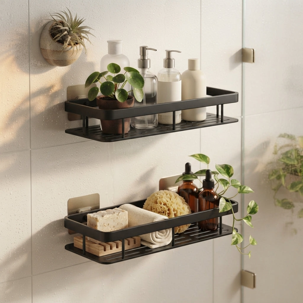 Aluminum Bathroom Shelf - No Drill Wall Mounted