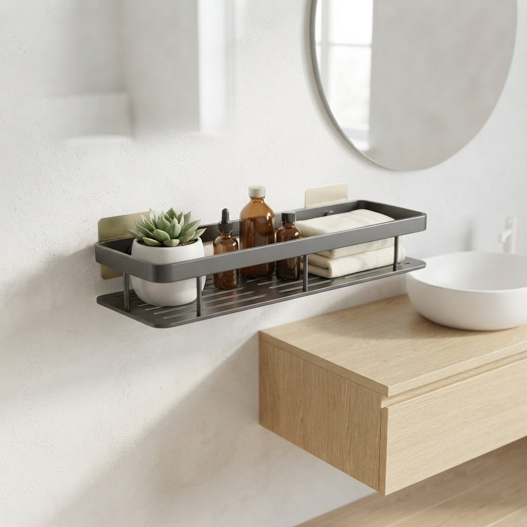 Aluminum Bathroom Shelf - No Drill Wall Mounted