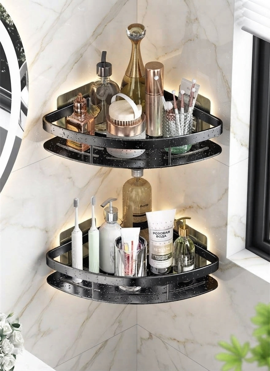 Aluminum Bathroom Storage Rack - Double Layer Organizer